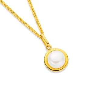 Freshwater Pearl Pendant in 9ct Yellow Gold