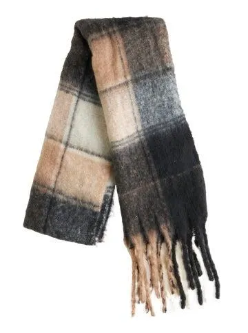 Women's Brushed Scarf in Black/natural/off White