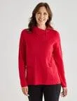 Ella J Zip Neck Long Sleeve Jumper, Red