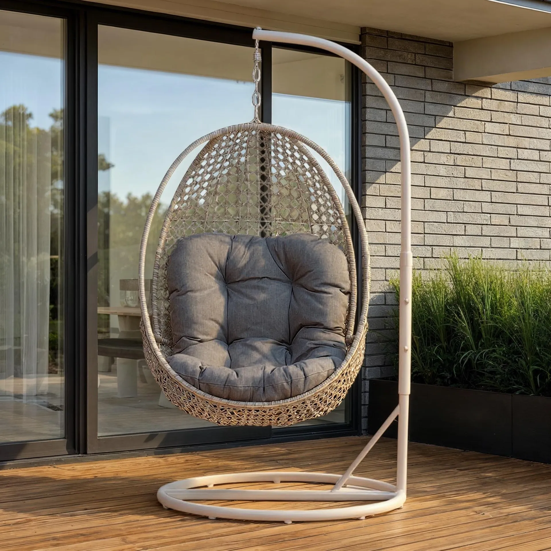 Capri Outdoor Egg Chair, Grey/White