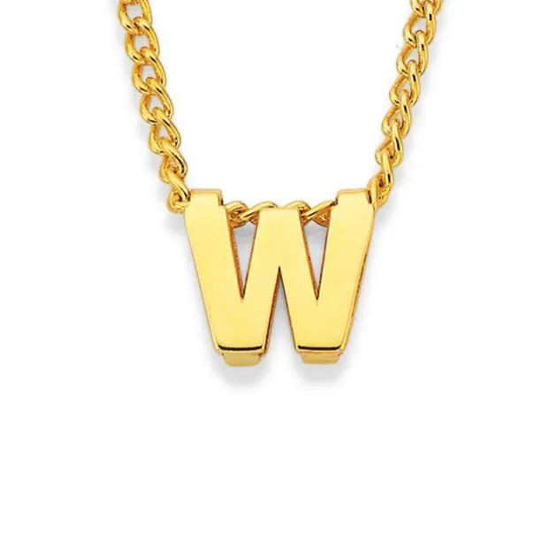 9ct, Small Block Initial W Slider