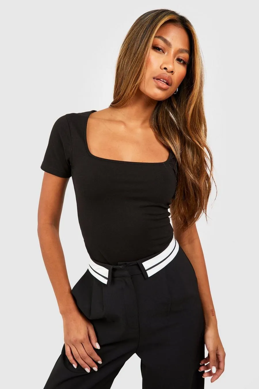 Basic Cotton Short Sleeve Square Neck Bodysuit