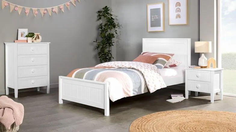 Neves King Single Bed Frame - White