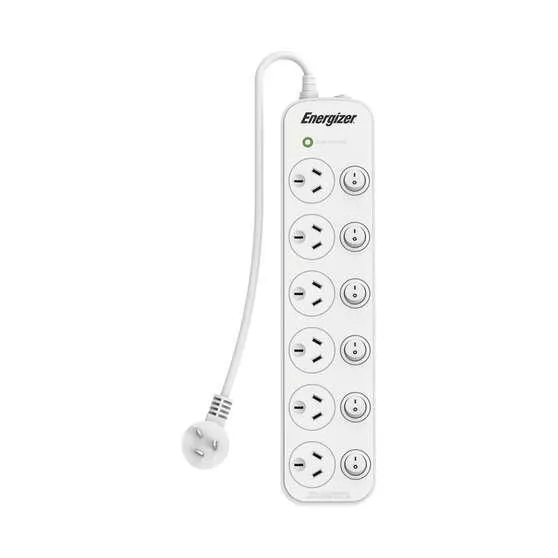Energizer 6 Outlet Powerboard Surge Protected