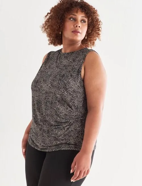 Studio Curve Spot Side Ruch Top, Black