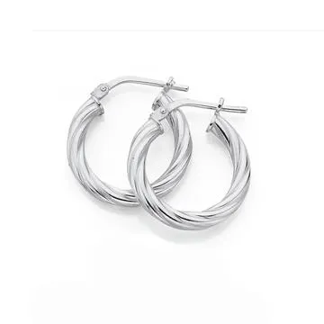Sterling Silver Twist Hoop Earrings