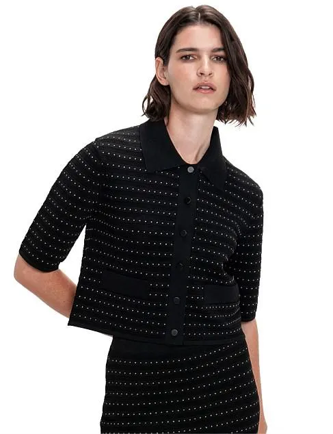 LUREX POINTELLE STRIPE CARDIGAN