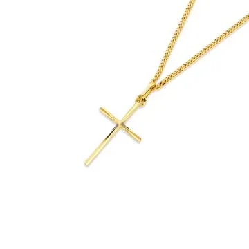 9ct, Diamond-Cut Cross Pendant