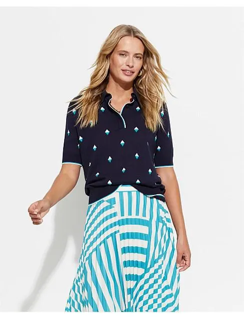 Alphine Silk Blend Diamond Polo