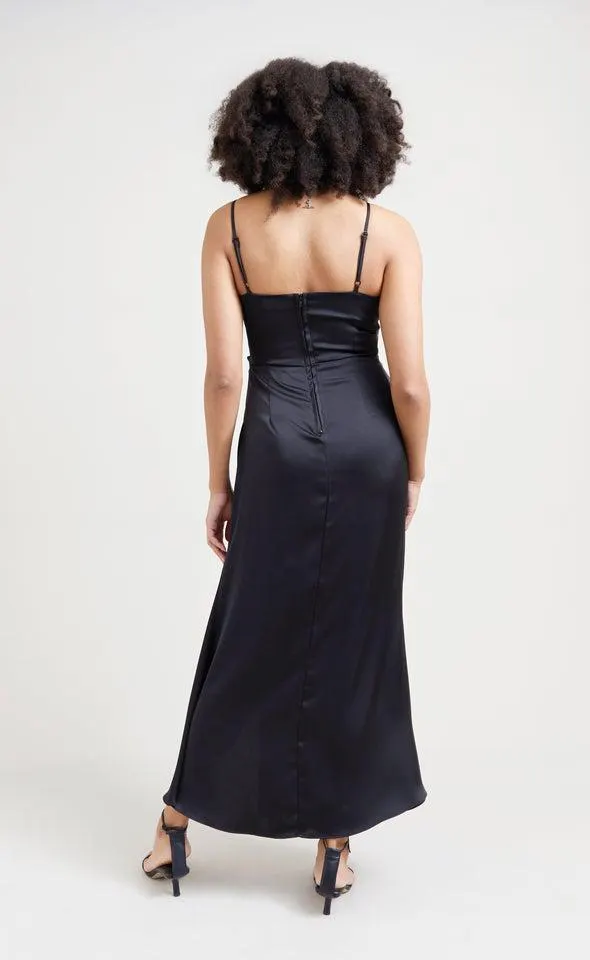 Satin Bias Split Detail Gown