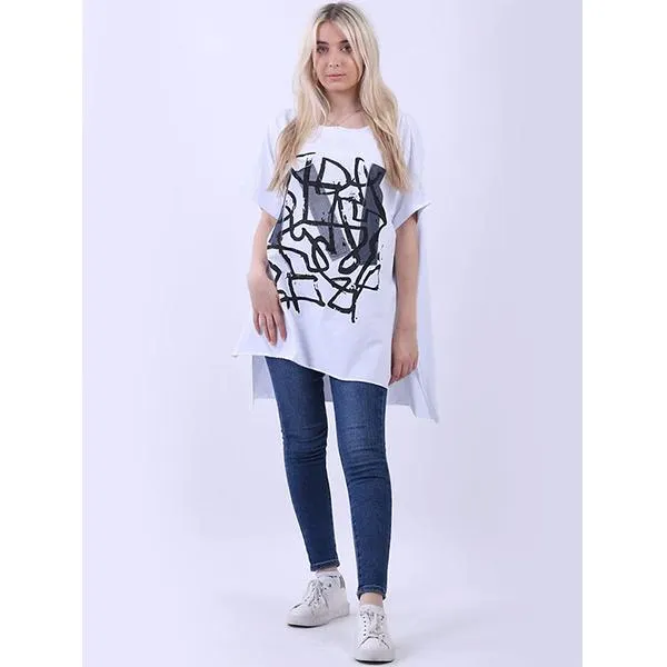 Cotton Abstract Tee White