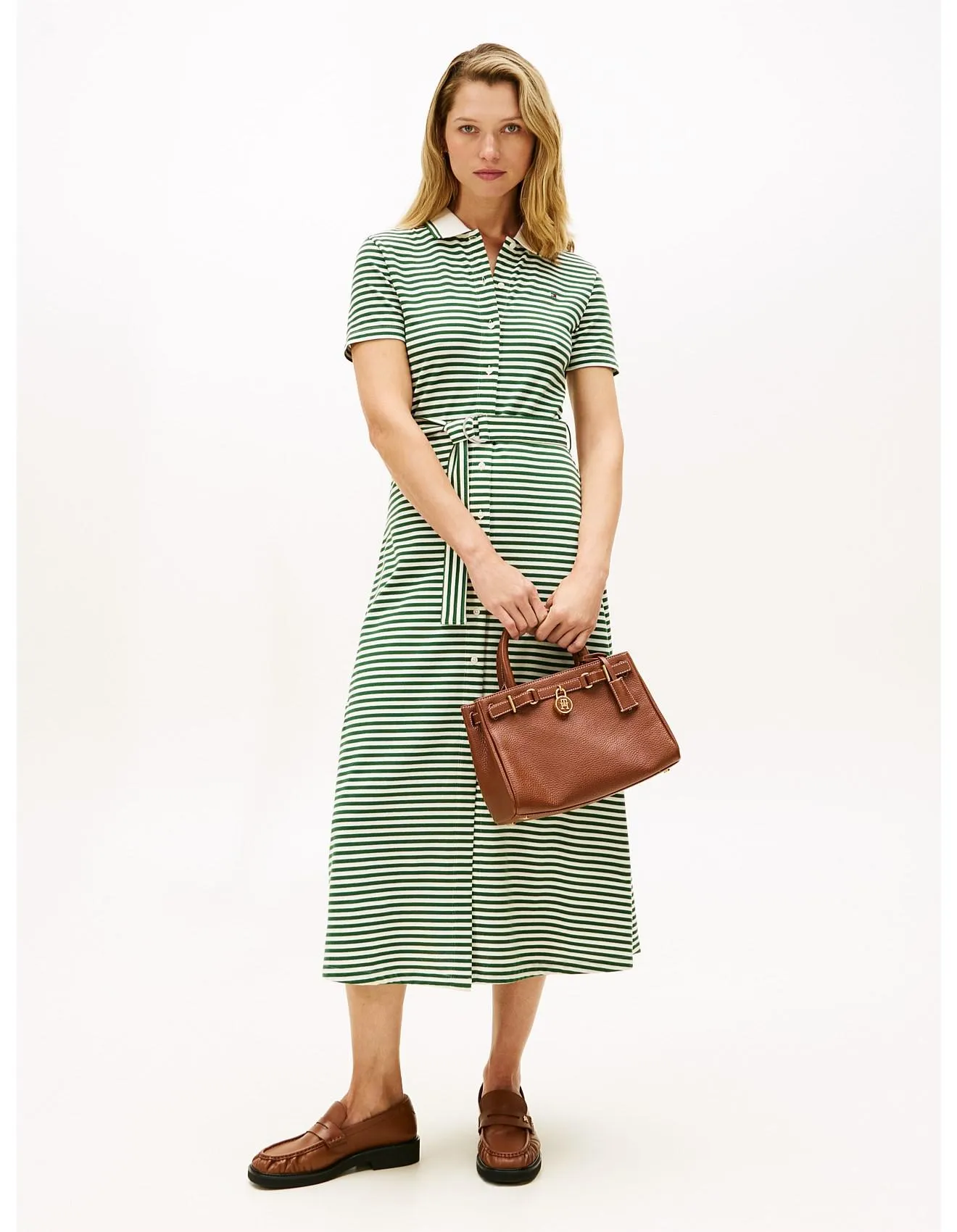 Striped Polo Midi Dress