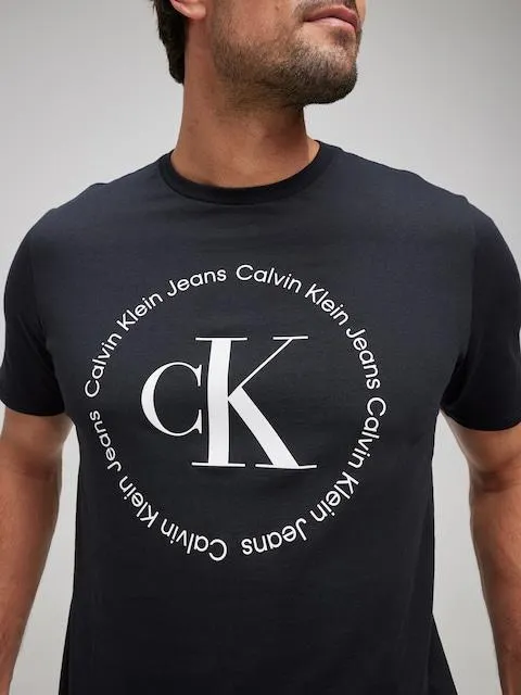 Calvin Klein Monogram Circle Tee In Black