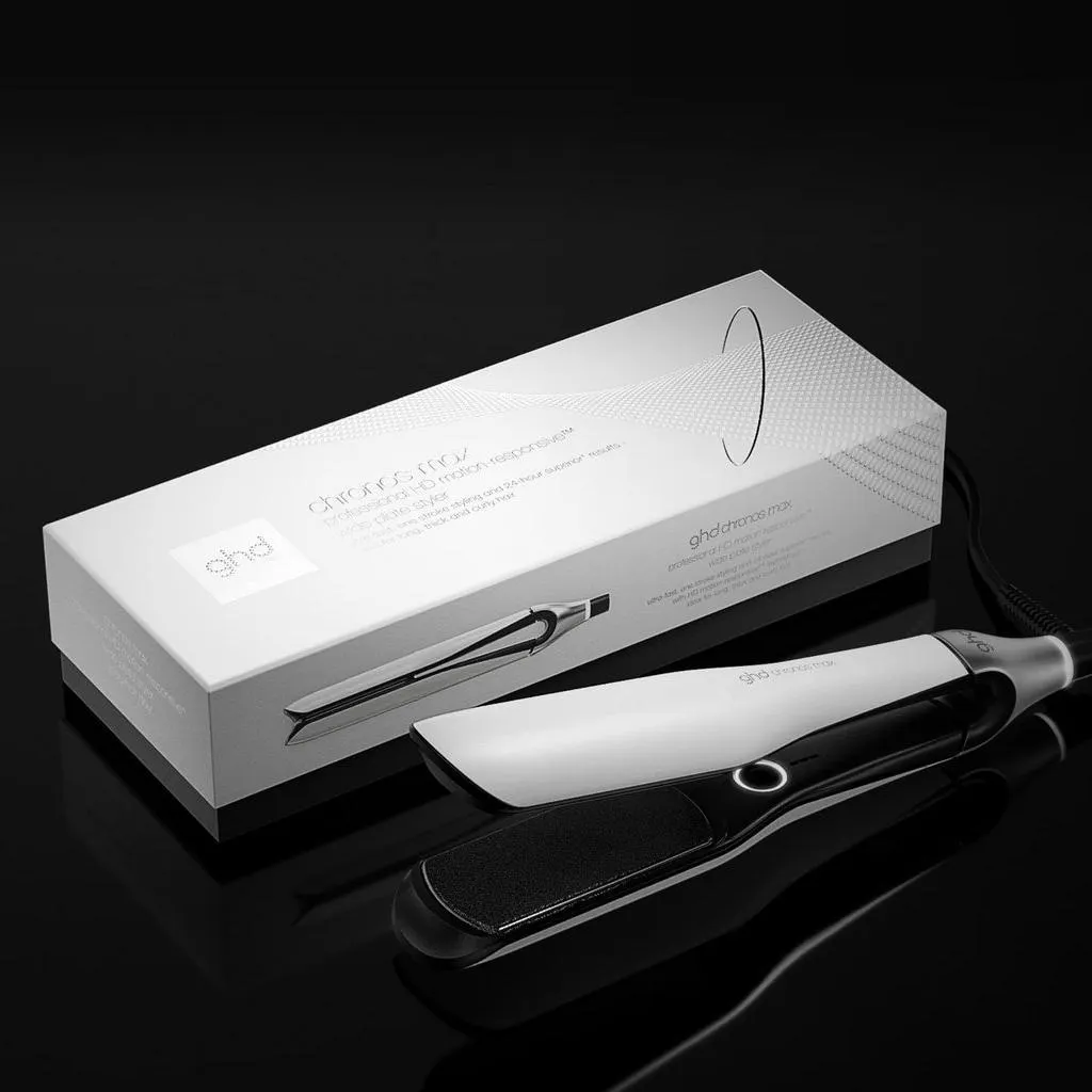 NEW GHD CHRONOS MAX BEST WIDE PLATE HAIR STRAIGHTENER (43MM PLATE) WHITE