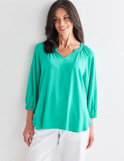 Ella J Gathered Top, Green