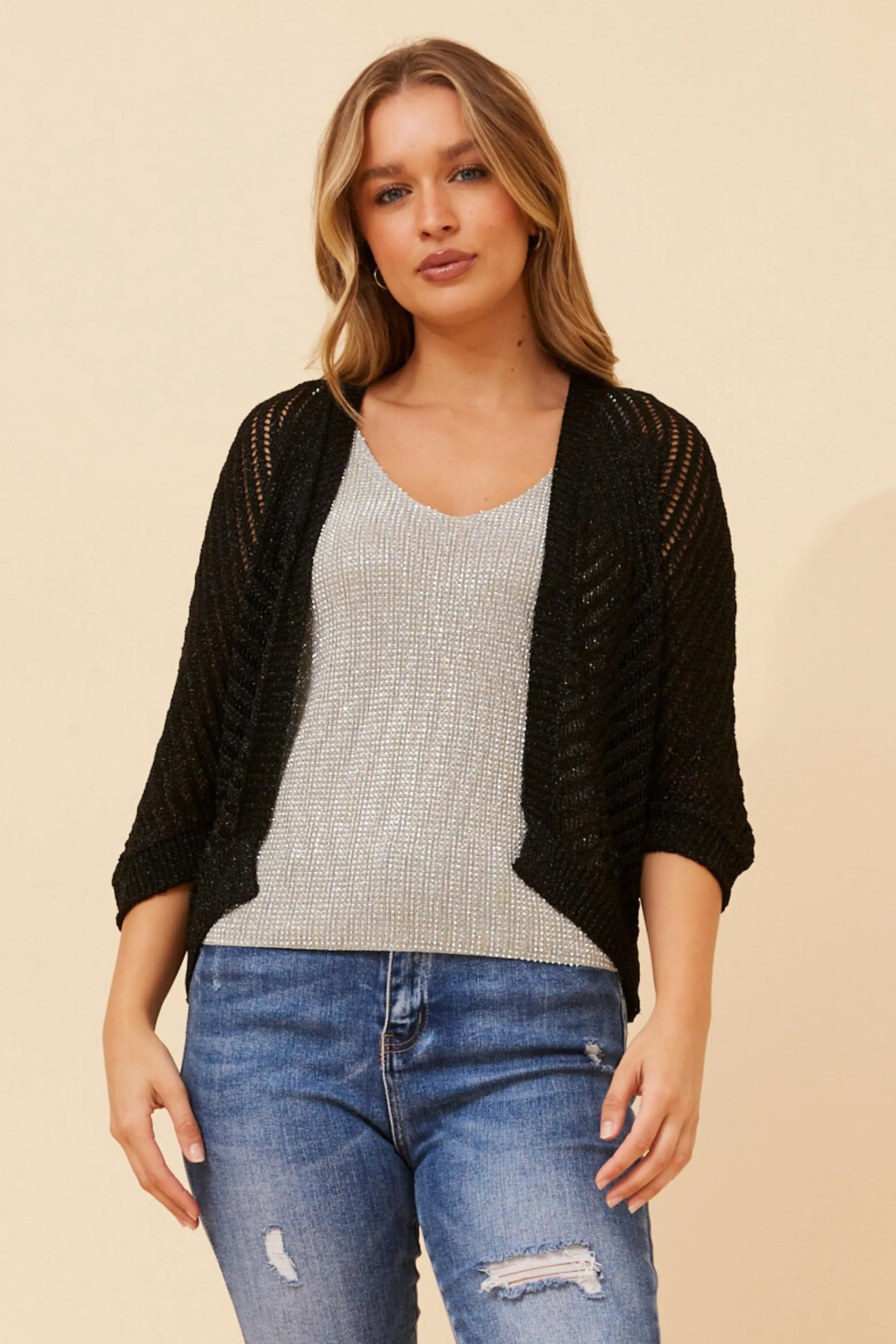 OSANA CROCHET LUREX CARDIGAN