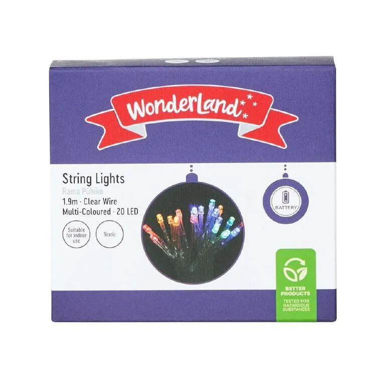 Wonderland Battery String Lights 1.9m Multi-coloured 20 LED