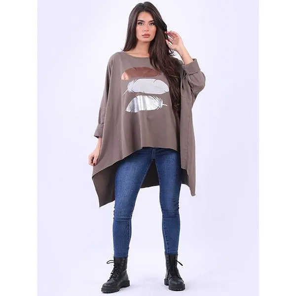 Italian 3 feather Sweatshirt Taupe