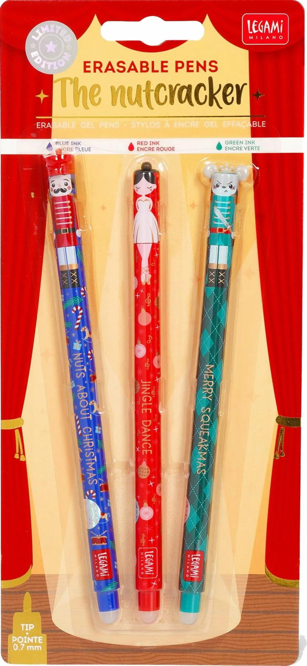 Legami Pens Erasable 3pk Christmas