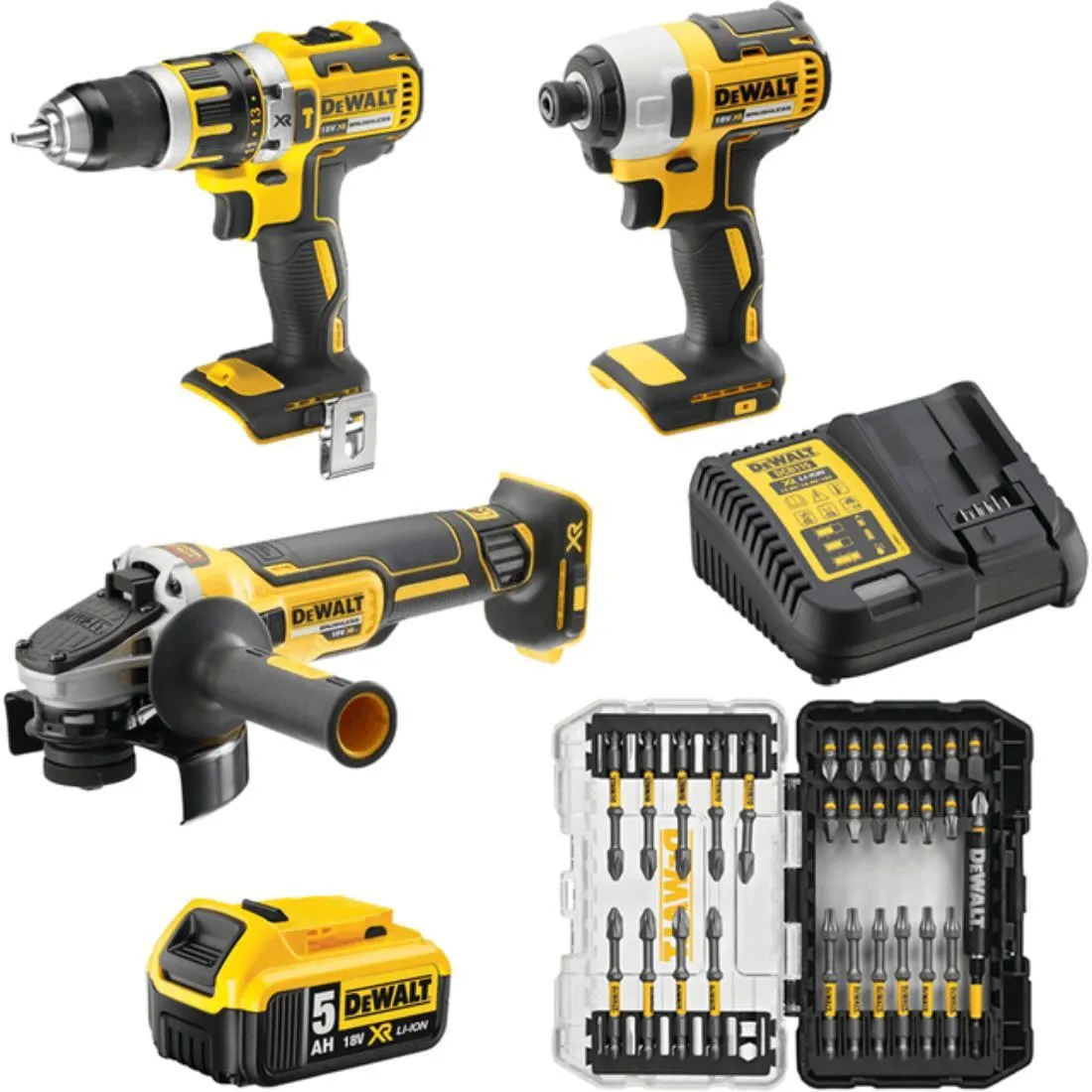 Dewalt 18V XR Li-Ion Brushless 3 Piece Combo Kit 5Ah w Acc