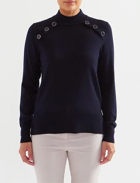 MERINO BUTTON DETAIL SWEATER