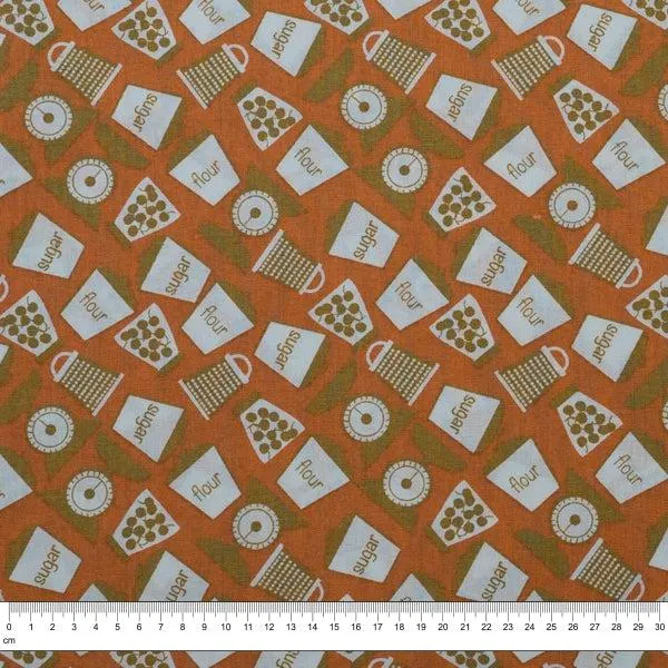 Bakery Prints Cotton Fabric, Flour & Sugars- Width 112cm