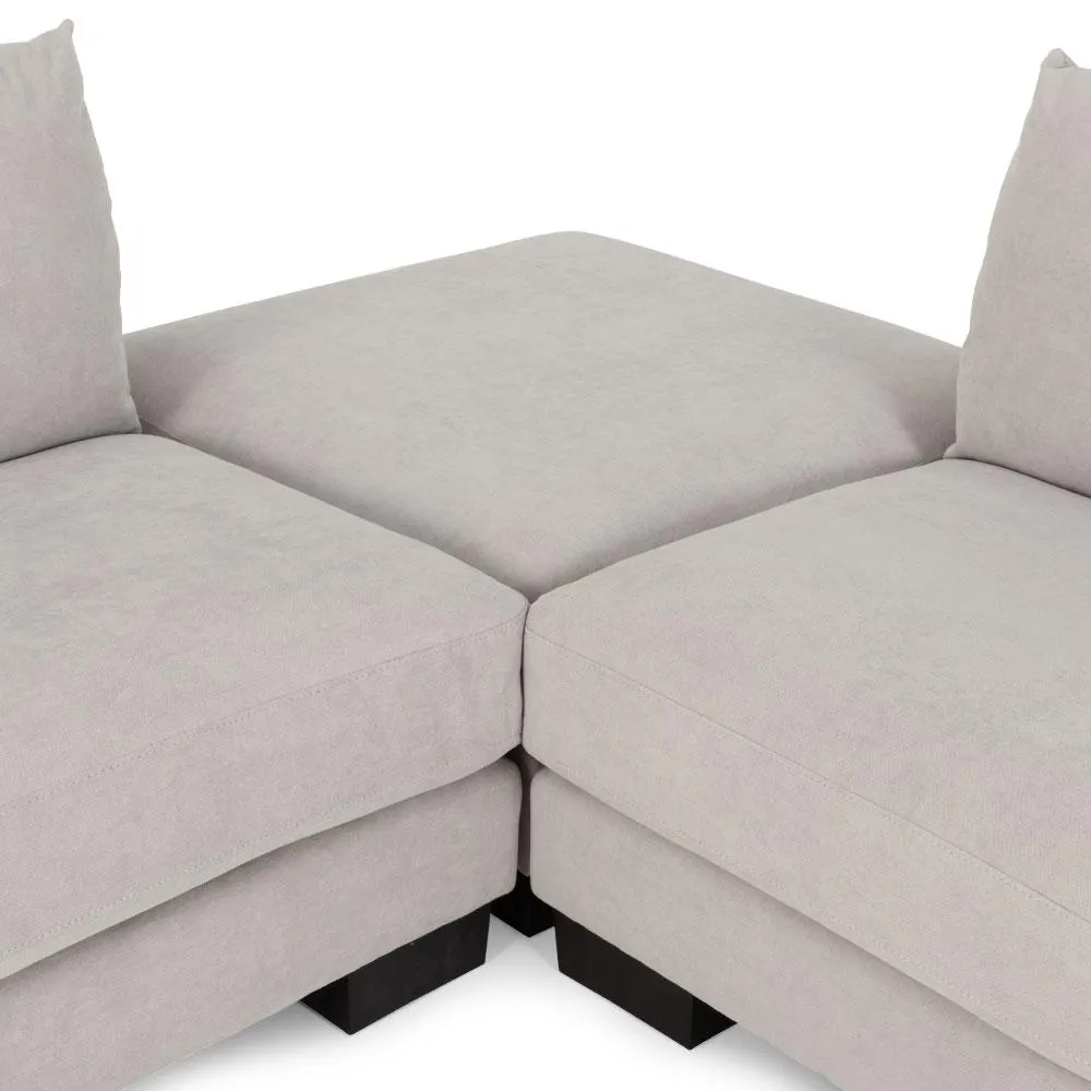 Tasman Modular 5 Seater Sofa With Ottoman, Light Grey