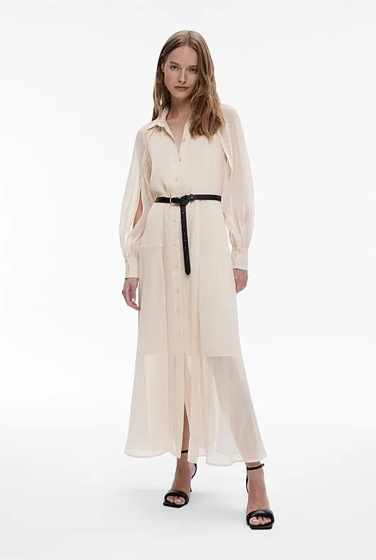 Silk Linen Split Sleeve Dress
