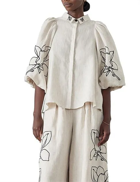 LOLA LINEN EMBROIDERY SHIRT