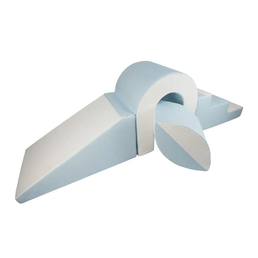 Eco Leather Step and Climb Soft Play Set - White / Blue