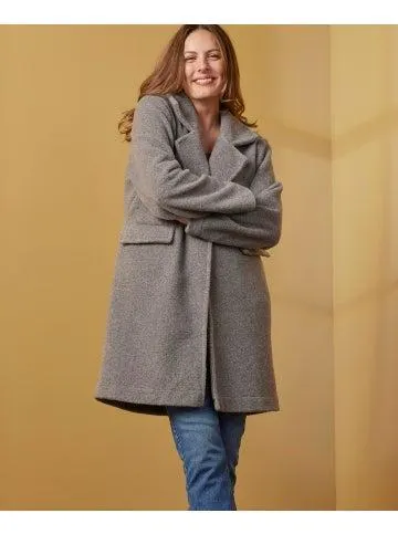 Women's Cosy Mid Length Coat in Grey