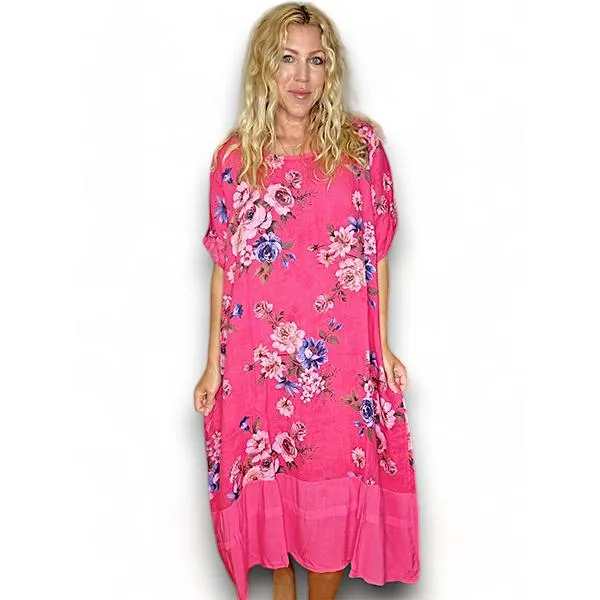 Bundle Flora Button Sleeve Dress Lipstick