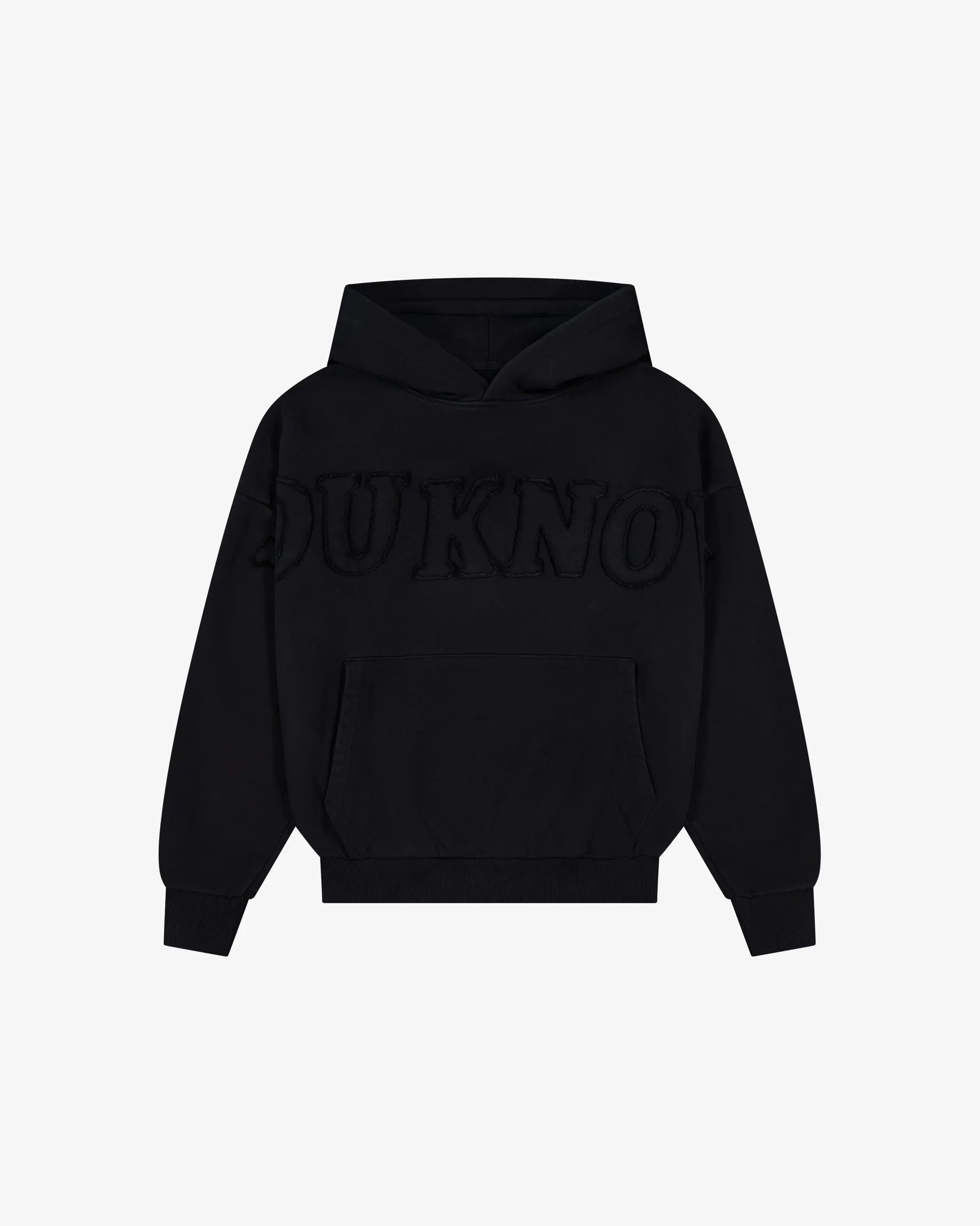 Distressed Applique Hoodie | Washed Black
