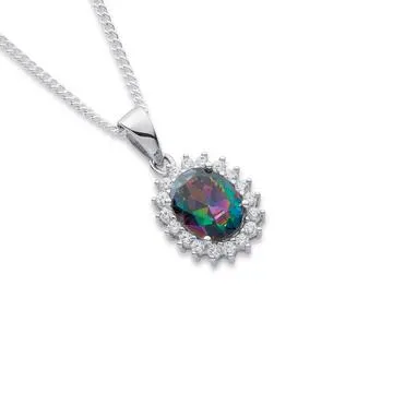 Sterling Silver Mystic Cubic Zirconia Pendant