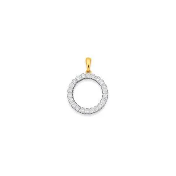 9ct, Diamond Open Circle Pendant TDW=.50ct