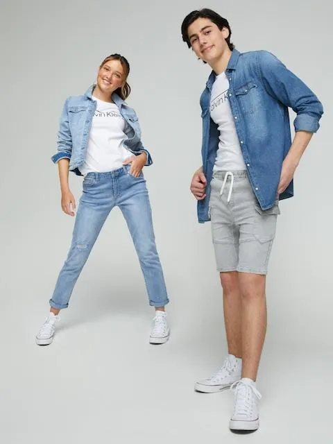 Calvin Klein Unisex Kids Intitutional Lined Logo Tee