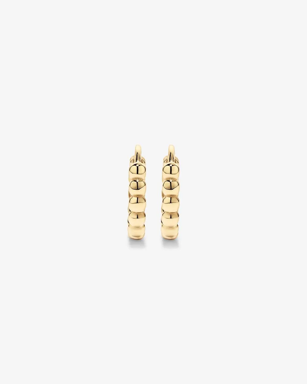 12mm Medium Beaded Huggie Earrings in 10kt Yellow Gold