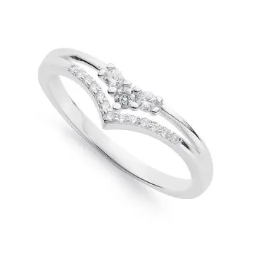 Sterling Silver CZ Double Chevron Ring