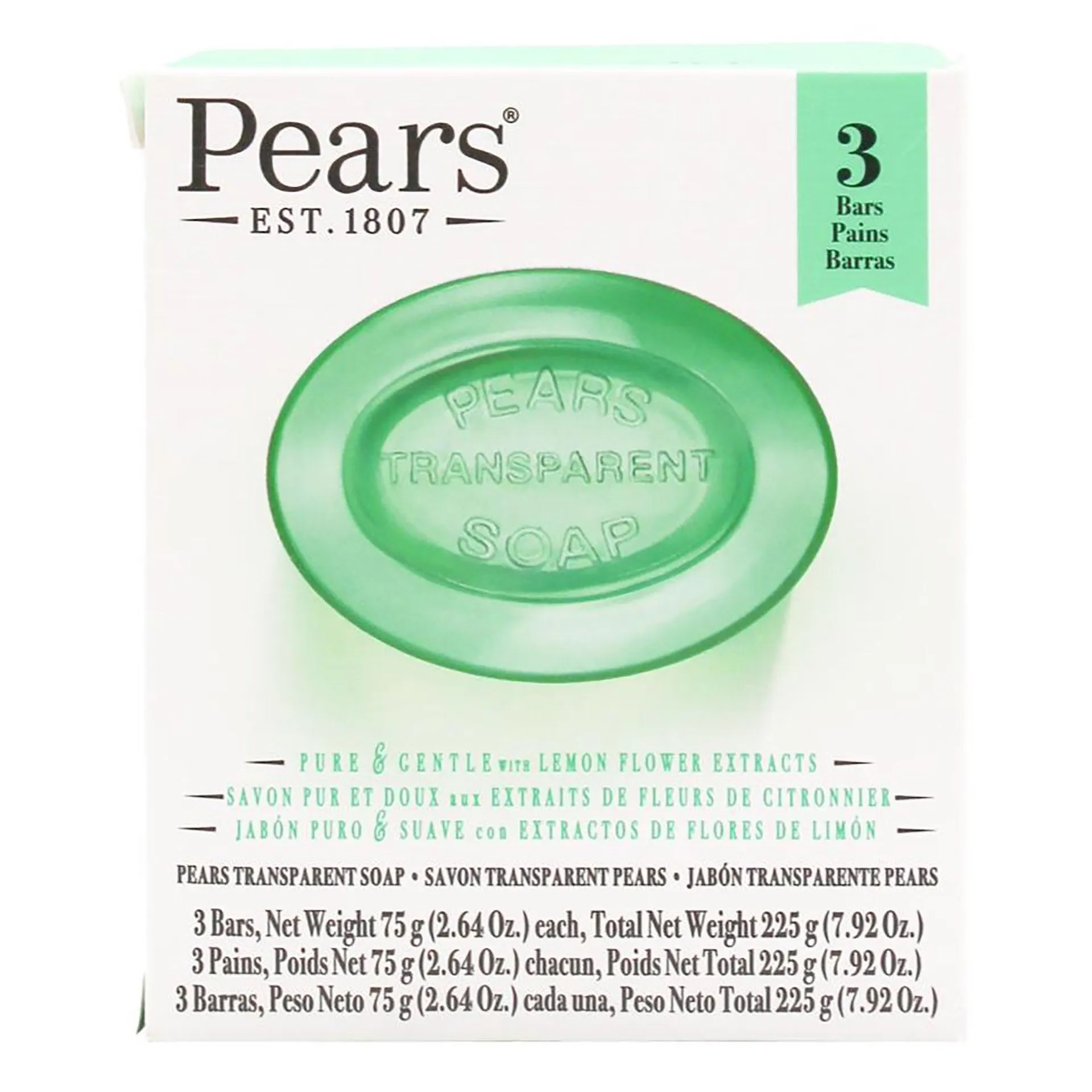 Pears Soap Bar Pure & Gentle With Lemon Flower Extracts 75g 3pk
