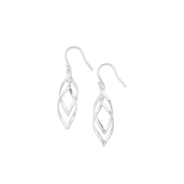 Sterling Silver Double Open Twist Drop Earrings