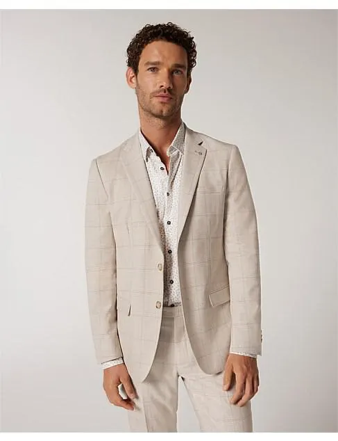 Slim Stretch Prince Of Wales Lightweight Tailored Jacket