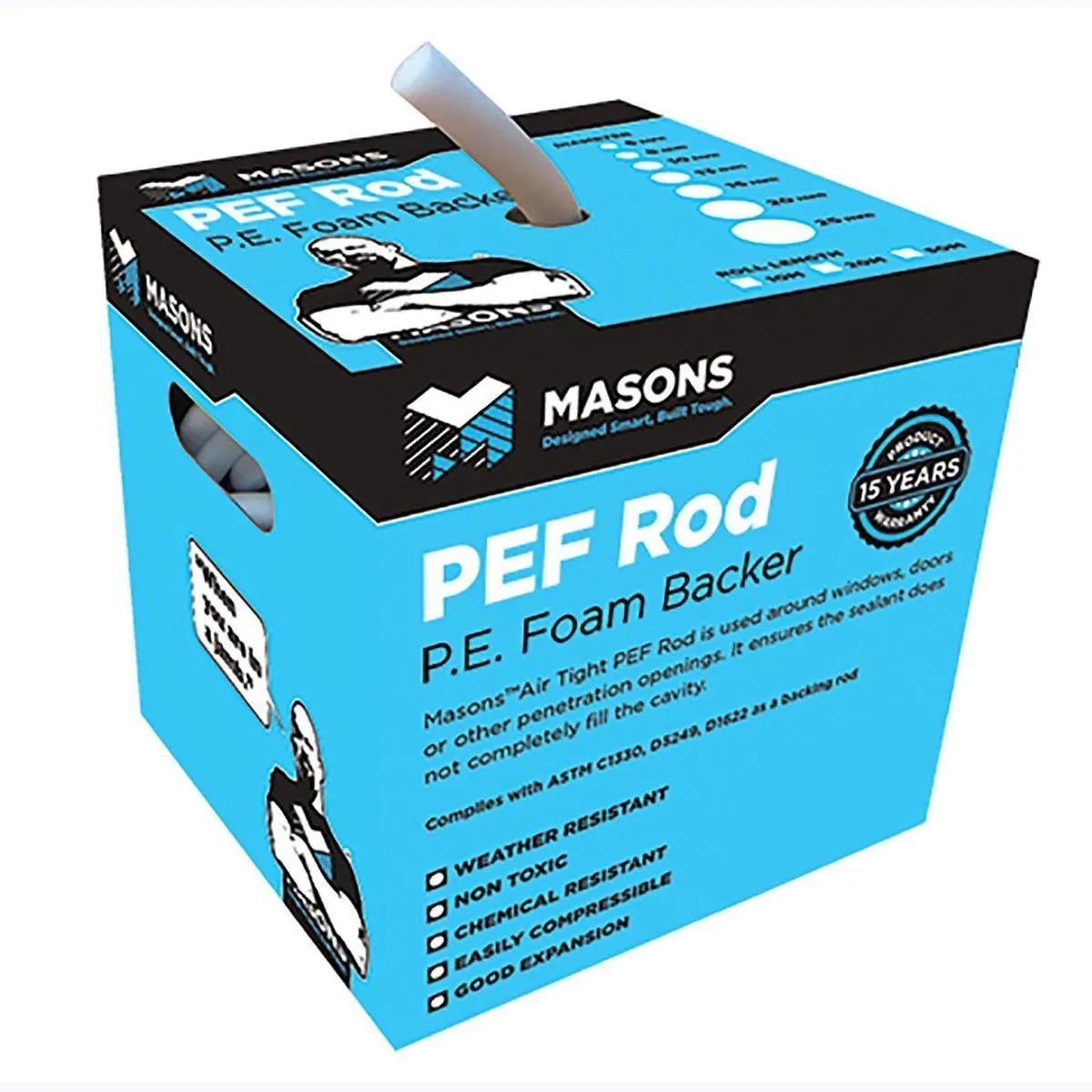 Masons 10mmx50m P.E.F. Backing Rod - 10mm