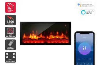 Kogan SmarterHome™ 1.8kW Multi-Colour Flame Effect Slimline Heater