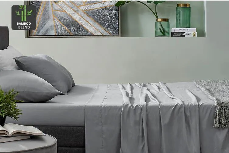 Ovela Premium Bamboo Blend Sheet Set (Grey, Single)