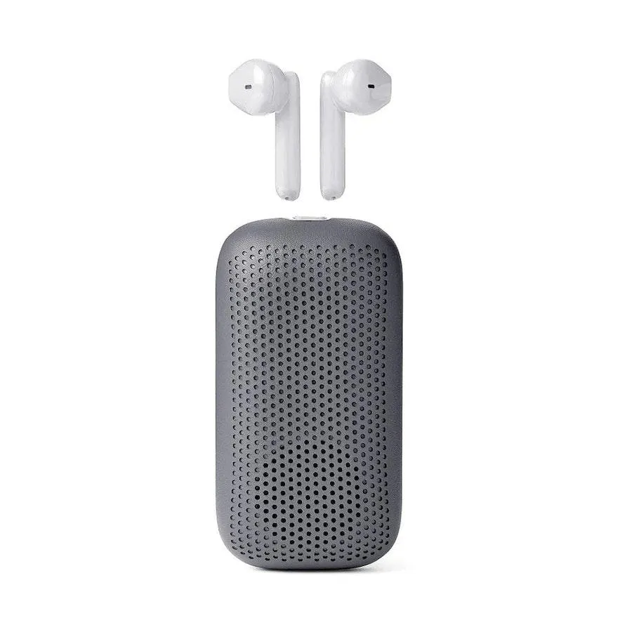 Lexon Softpower Speakerbuds 2-in-1 Wireless Earbuds & Bluetooth Speaker Grey
