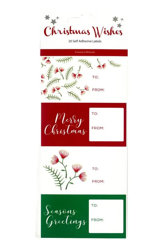 Christmas Wishes Gift Labels Pohutukawa Pack of 20