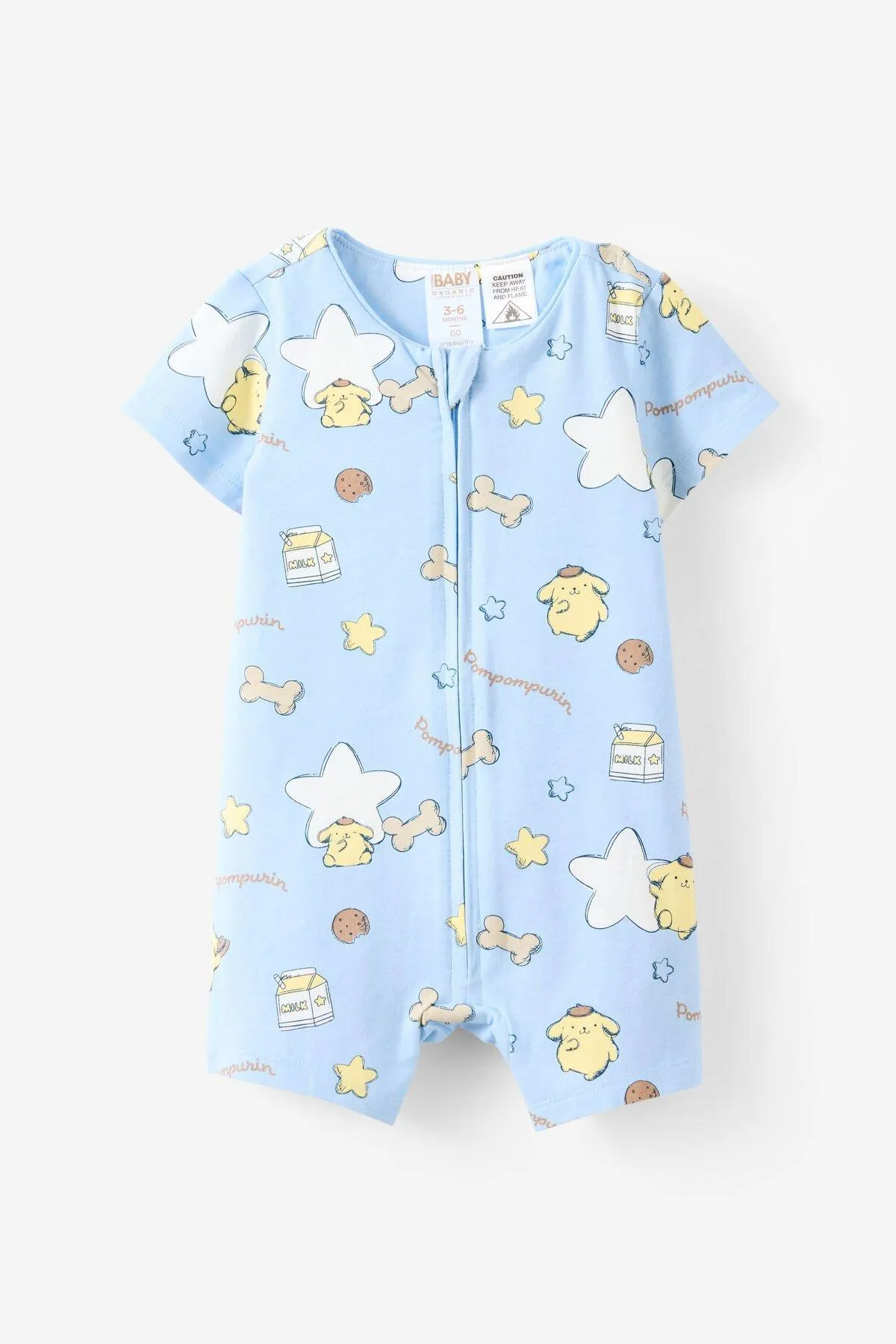 Sanrio Pompompurin Short Sleeve Zip Romper