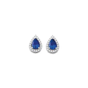 Sterling Silver Blue Spinel & Cubic Zirconia Earrings