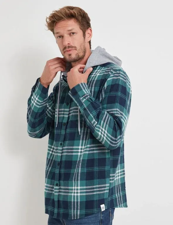 Rivers Flannel Long Sleeve Shirt With Hood