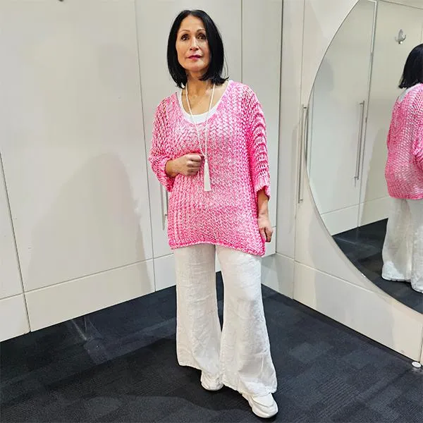 Overlay Mesh Top Fuchsia